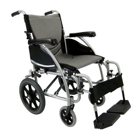 KARMAN HEALTHCARE S-Ergo 115 16 in. seat Ergonomic Transport Wheelchair with Swing Away Footrest in Silver S-115F16SS-TP